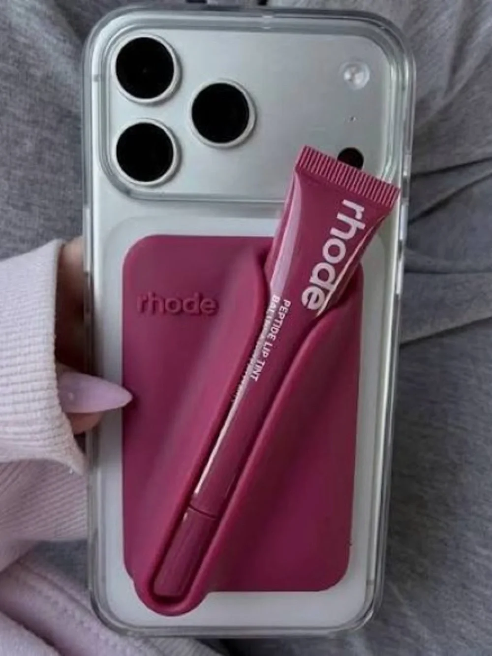 Rhode lip tint and snap-on lip case set in raspberry jelly